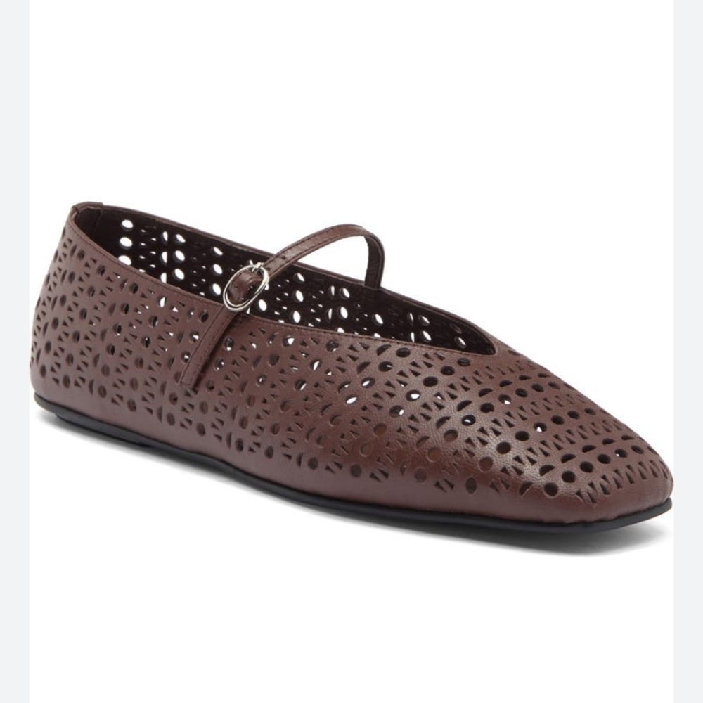 Jeffrey Campbell Brown Perforated Mary Jane Flat .. Size 9